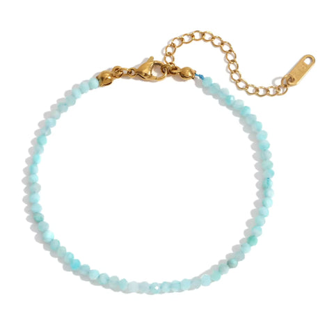 Amazonite Crystal Bracelet | 18K Gold Plated Adjustable Chain | Layered Gemstone Jewelry
