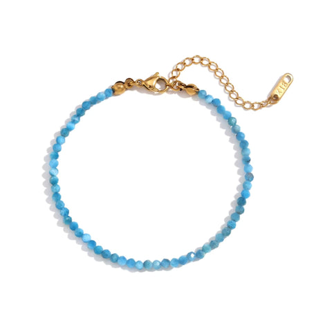 Apatite Crystal Bracelet | 18K Gold Plated Adjustable Chain | Layered Gemstone Jewelry