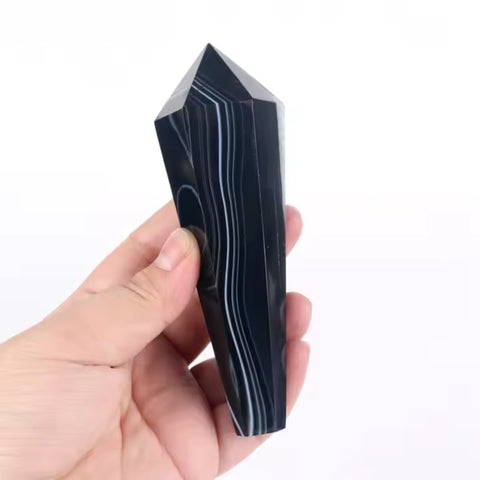 Black Onyx Crystal Wand | Focus, Protection & Grounding