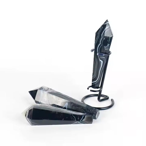 Black Onyx Crystal Wand | Focus, Protection & Grounding
