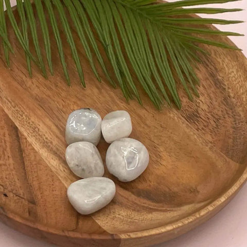 Blue Moonstone Tumbled Stones | Set of 3 Crystals for Intuition, Emotional Clarity, and Divine Feminine Energy