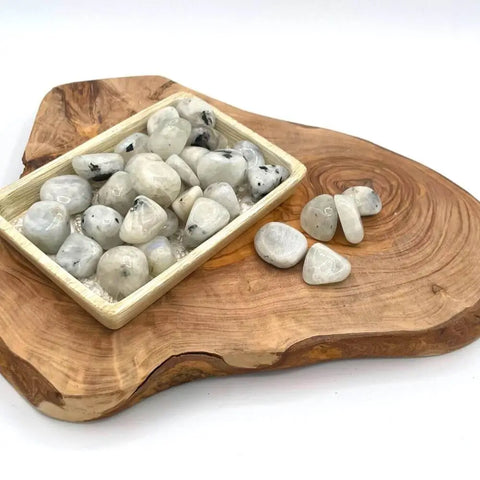Blue Moonstone Tumbled Stones | Set of 3 Crystals for Intuition, Emotional Clarity, and Divine Feminine Energy