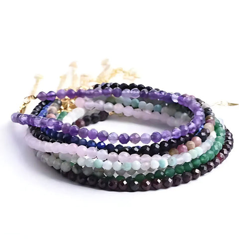 Labradorite Crystal Bracelet | 18K Gold Plated Adjustable Chain | Layered Gemstone Jewelry