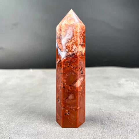 Flower Agate Tower | Crystal Point for Growth, Emotional Healing & New Beginnings