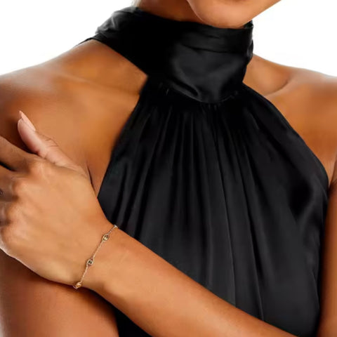 Golden Vision Link Bracelet | 14K Gold Plated | Evil Eye Protection Charm Jewelry