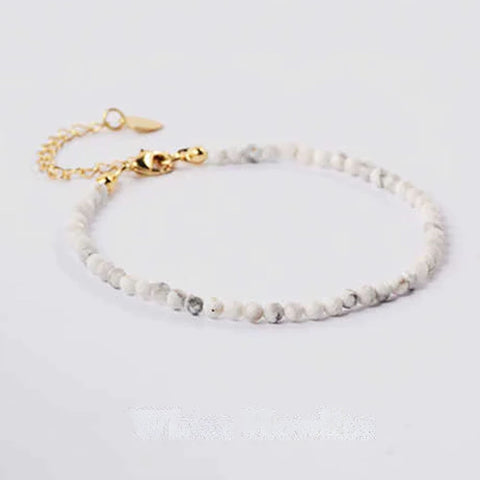 Howlite Crystal Bracelet | 18K Gold Plated Adjustable Chain | Layered Gemstone Jewelry