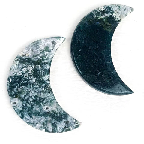 Moss Agate Moon | Calming Crystal for Growth & Harmony