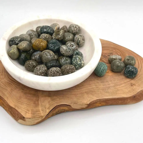 Ocean Jasper Tumbled Stones | Set of 3 Crystals for Joy, Emotional Balance, and Soothing Energy