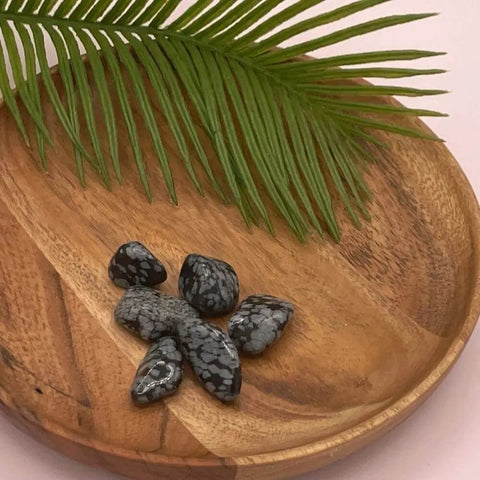 Snowflake Obsidian Tumbled Stones | Set of 3 Crystals for Grounding, Protection, and Inner Balance