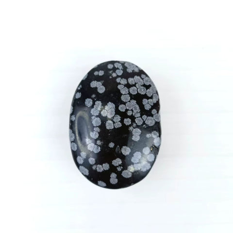 Snowflake Obsidian Palm Stone | Grounding, Balance & Inner Reflection