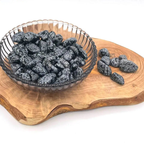 Snowflake Obsidian Tumbled Stones | Set of 3 Crystals for Grounding, Protection, and Inner Balance
