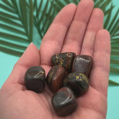 Tiger’s Iron Tumbled Stones | Set of 3 Grounding Crystals for Strength, Protection, and Motivation