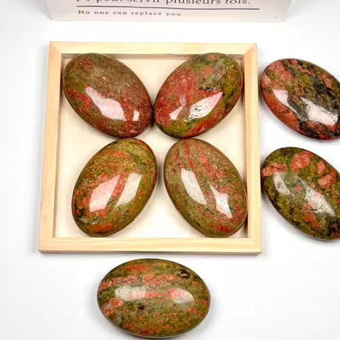 Unakite Jasper Palm Stone | Emotional Healing & Heart Awakening