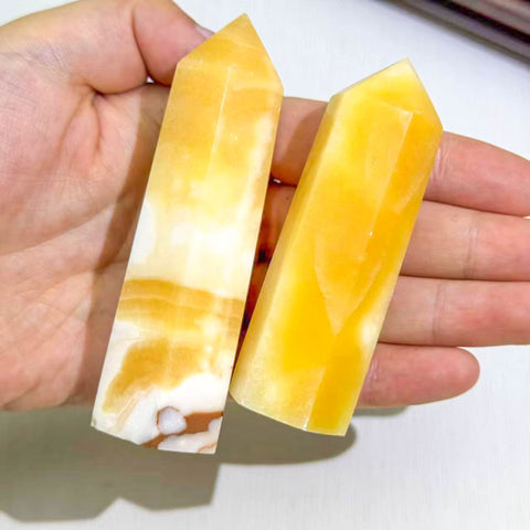Yellow Calcite Tower | Uplifting Crystal Point for Confidence, Joy & Mental Clarity