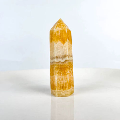 Yellow Calcite Tower | Uplifting Crystal Point for Confidence, Joy & Mental Clarity