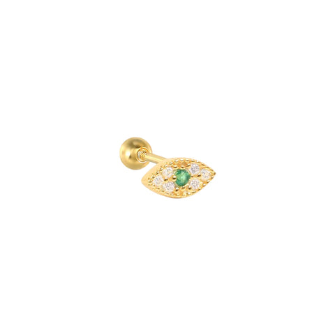 Evil Eye Screw Stud Earring | 925 Sterling Silver with Diamond Accent | Gold or Silver Finish