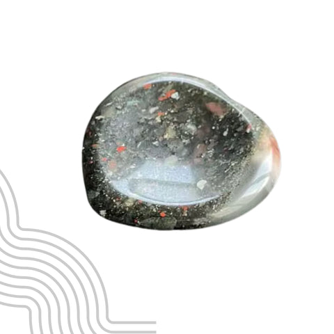 African Bloodstone Heart Worry Stone | Courage, Vitality & Grounding