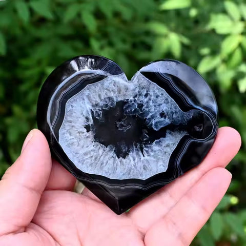 Black Onyx Druzy Heart | Protection & Inner Spark
