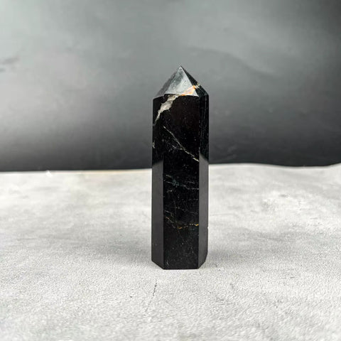Black Tourmaline Tower | Protective Crystal Point for Grounding, Shielding & Energy Cleansing