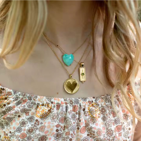 Sacred Sky Turquoise Necklace | 18K Gold Plated 925 Sterling Silver | Heart-Shaped Gemstone Pendant