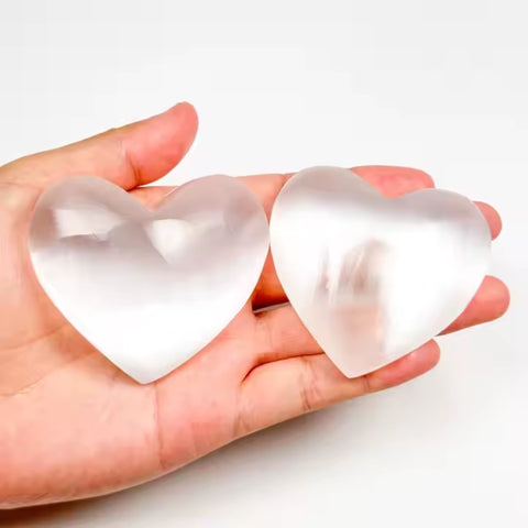 Heart Selenite Palm Stone | Clarity, Cleansing & Divine Connection