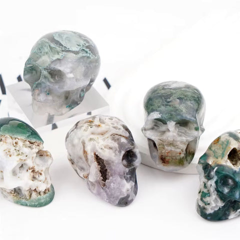 Moss Agate Druzy Skull | Crystal for Growth & Protection