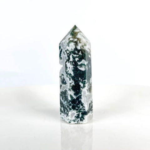 Moss Agate Tower | Grounding Crystal Point for Abundance, Growth & Connection to Nature