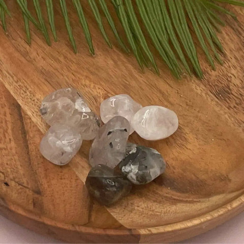 Tourmaline Quartz Crystal Tumbled Stones
